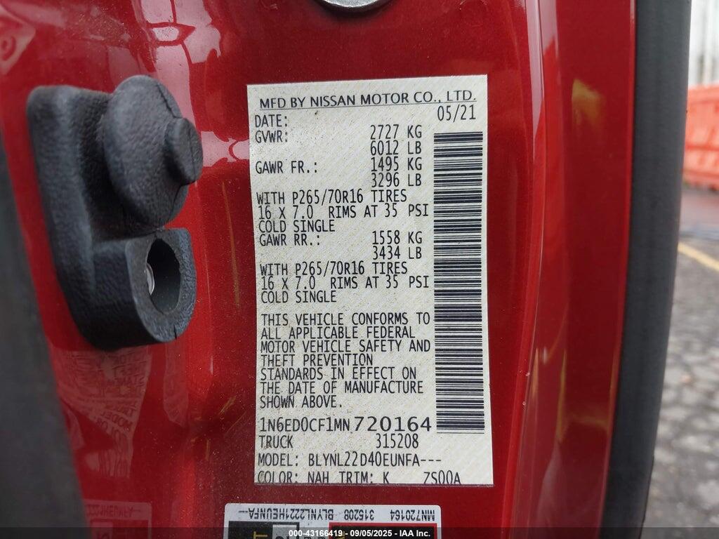 1N6ED0CF1MN720164 2021 NISSAN FRONTIER photo no. 9