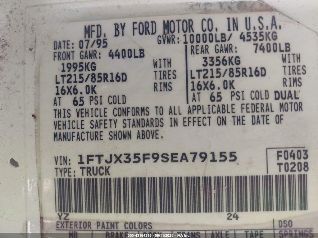 1FTJX35F9SEA79155 1995 FORD F350 photo no. 8