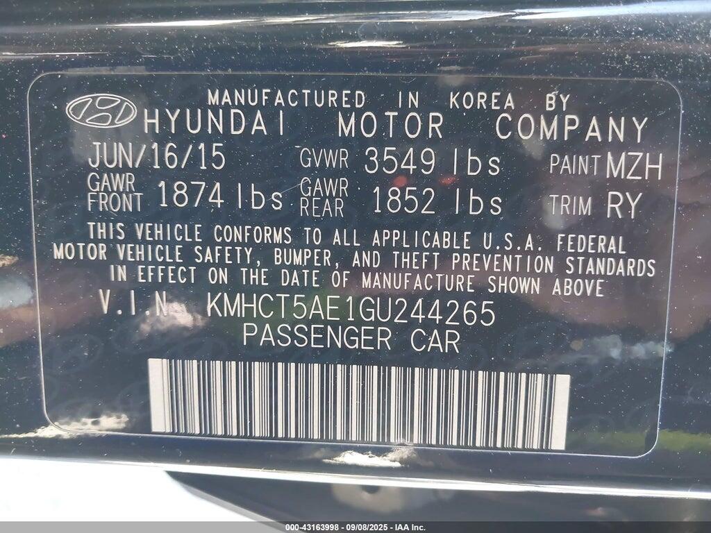 KMHCT5AE1GU244265 2016 HYUNDAI ACCENT photo no. 9