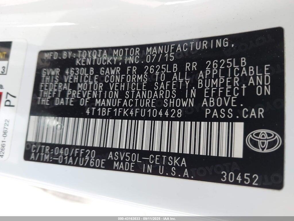 4T1BF1FK4FU104428 2015 TOYOTA CAMRY photo no. 9