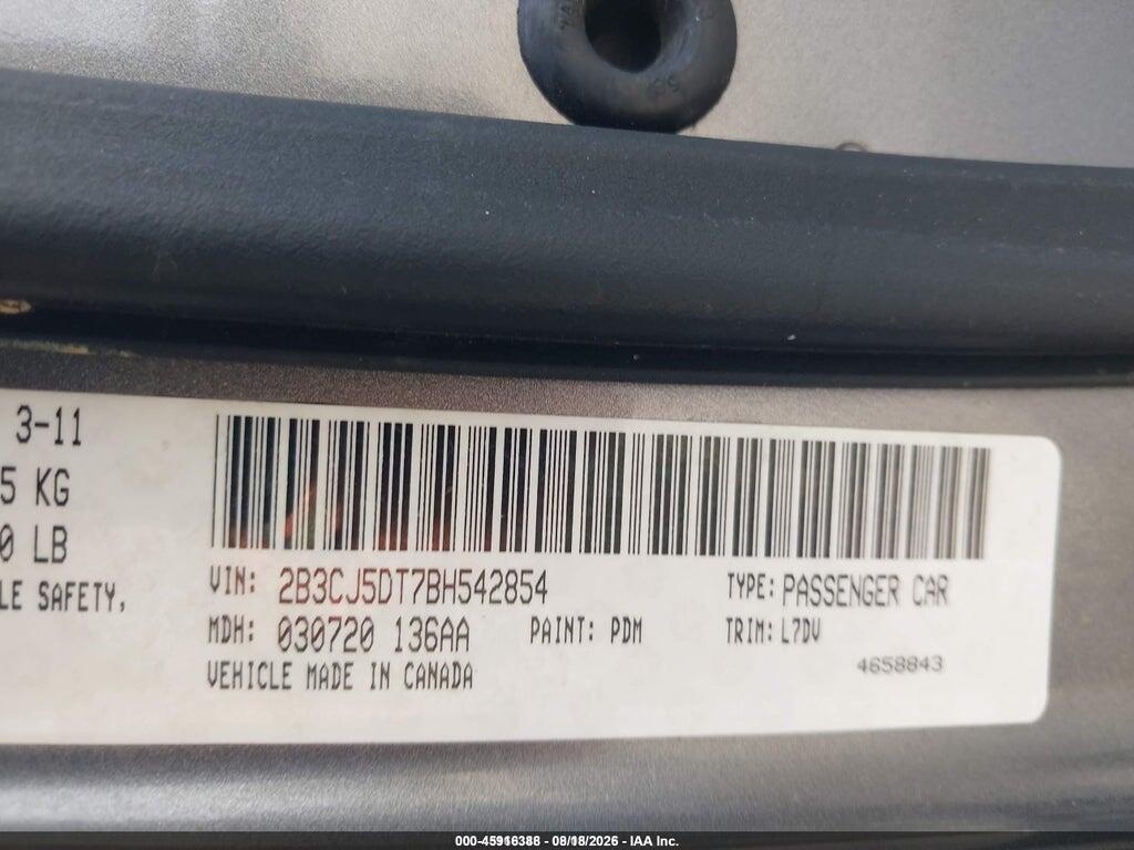 2B3CJ5DT7BH542854 2011 DODGE CHALLENGER photo no. 9