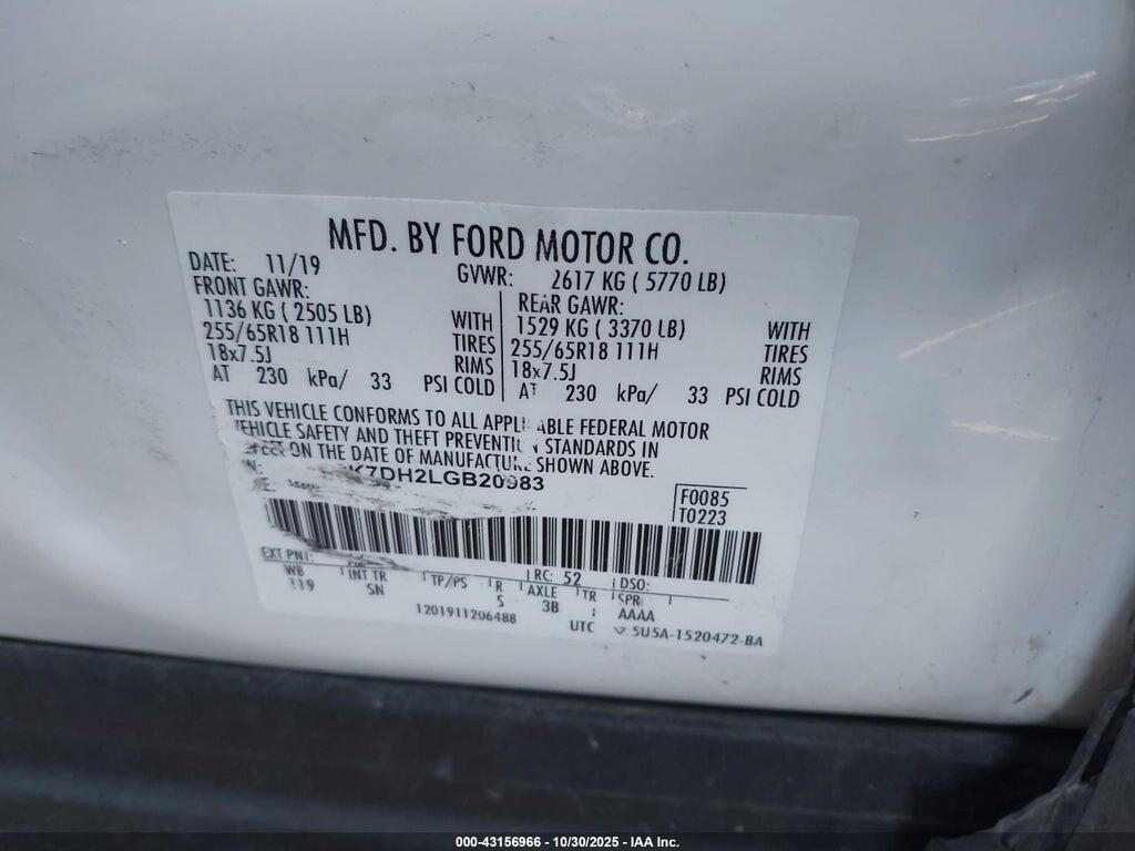 1FMSK7DH2LGB20983 2020 FORD EXPLORER photo no. 9