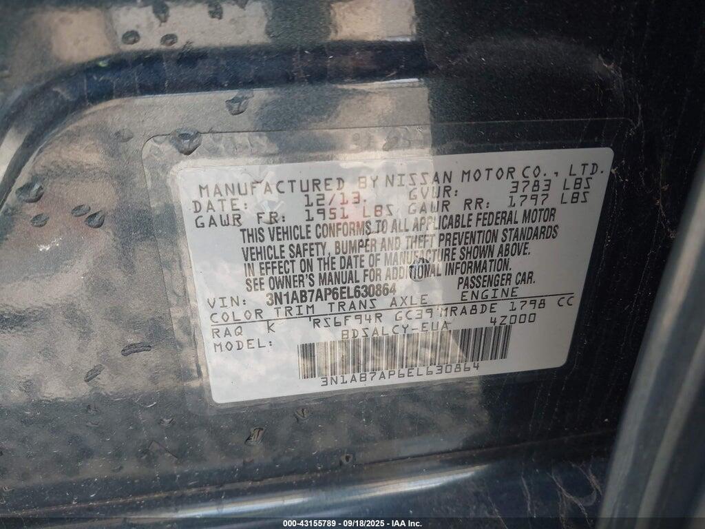 3N1AB7AP6EL630864 2014 NISSAN SENTRA photo no. 9