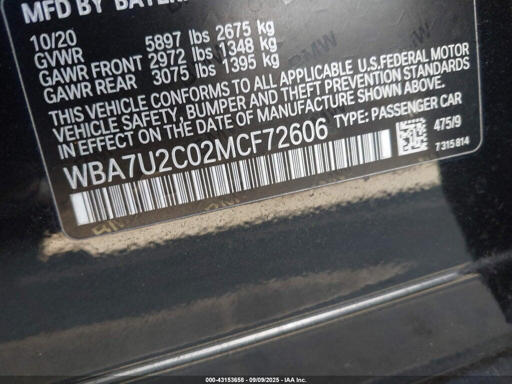WBA7U2C02MCF72606 2021 BMW 750I photo no. 9