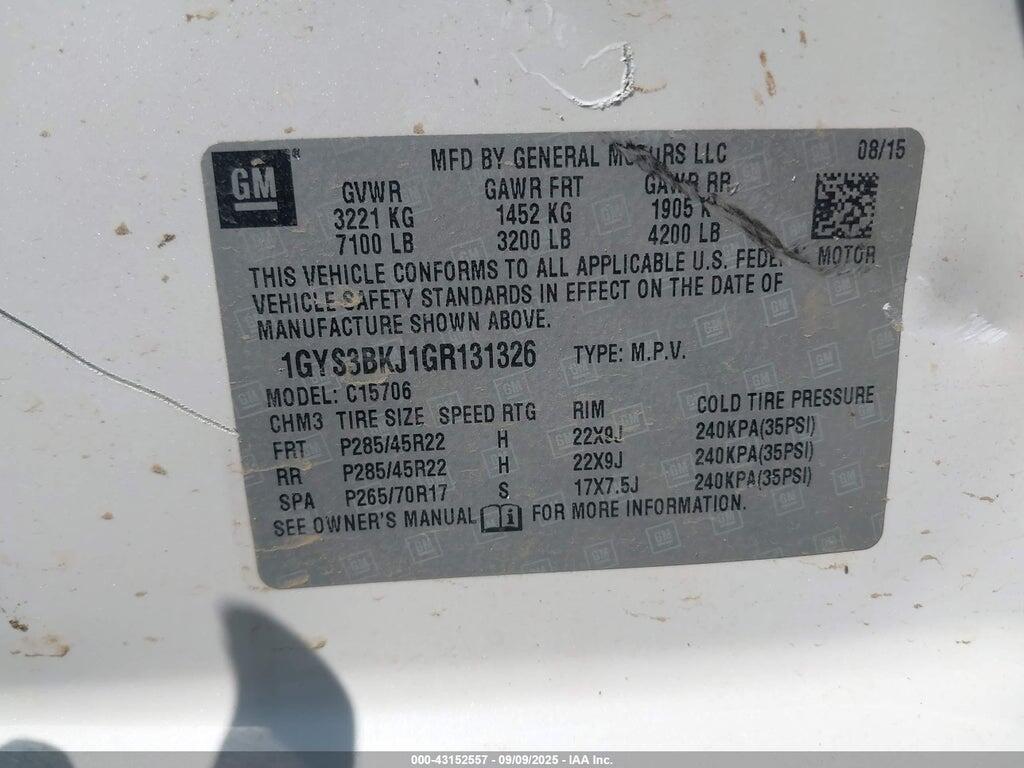 1GYS3BKJ1GR131326 2016 CADILLAC ESCALADE photo no. 9