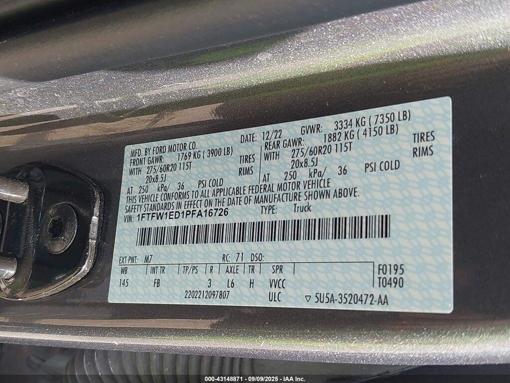 1FTFW1ED1PFA16726 2023 FORD F-150 photo no. 9
