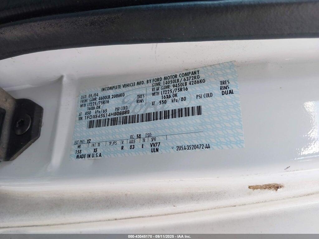 1FDXE45S14HB08888 2004 WINNEBAGO ECONOLINE photo no. 8