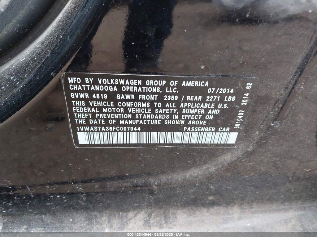 1VWAS7A36FC007944 2015 VOLKSWAGEN PASSAT photo no. 9