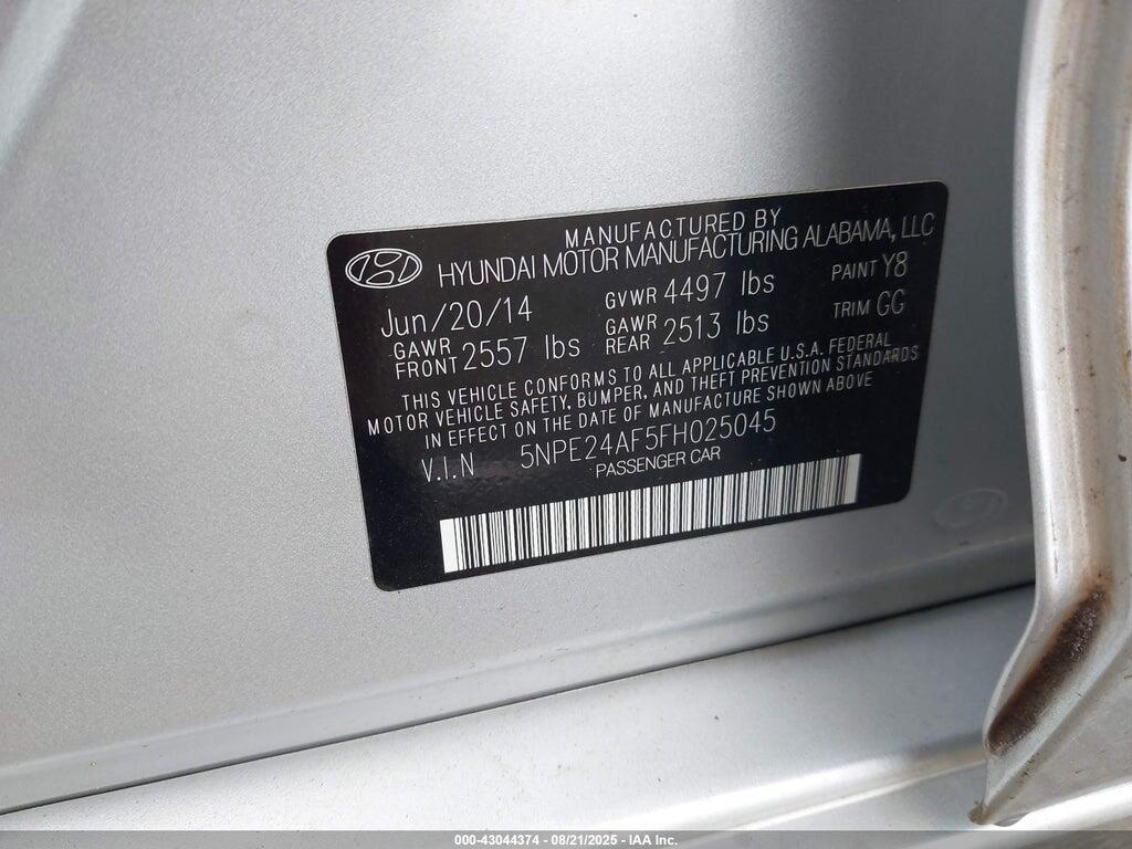 5NPE24AF5FH025045 2015 HYUNDAI SONATA photo no. 9