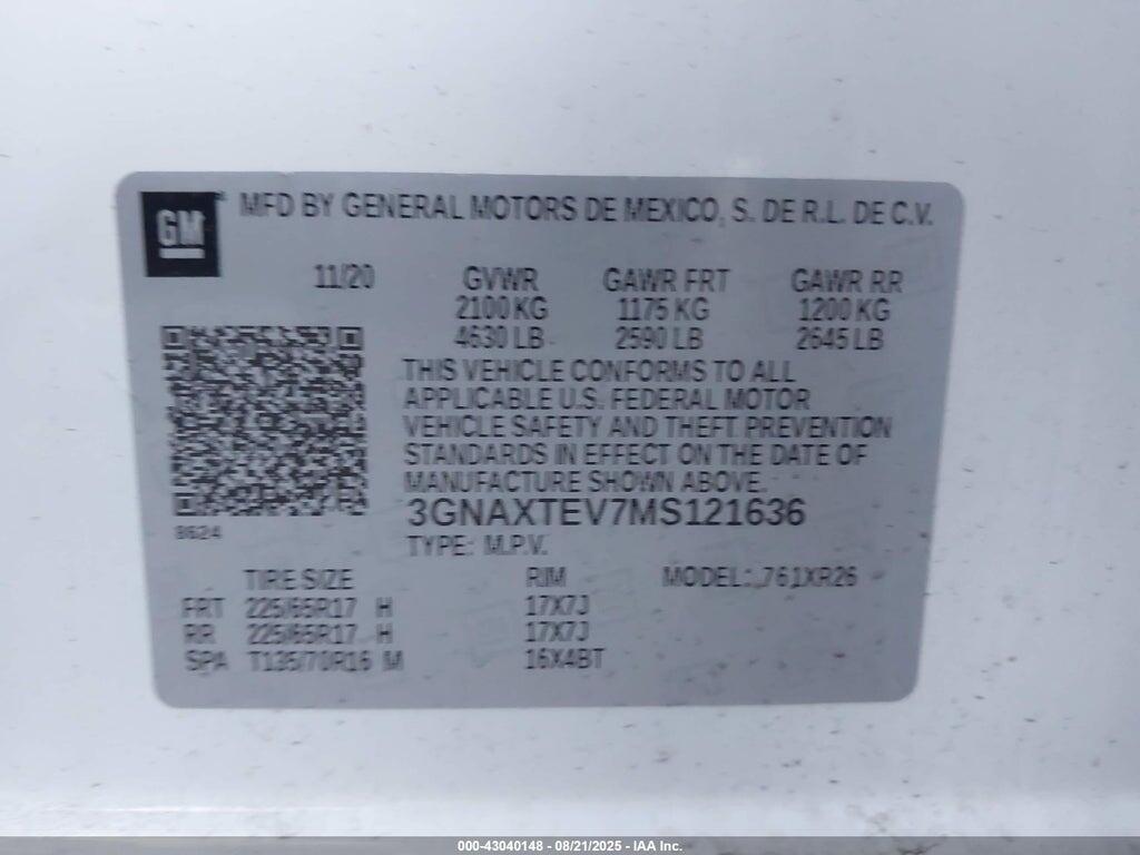 3GNAXTEV7MS121636 2021 CHEVROLET EQUINOX photo no. 9