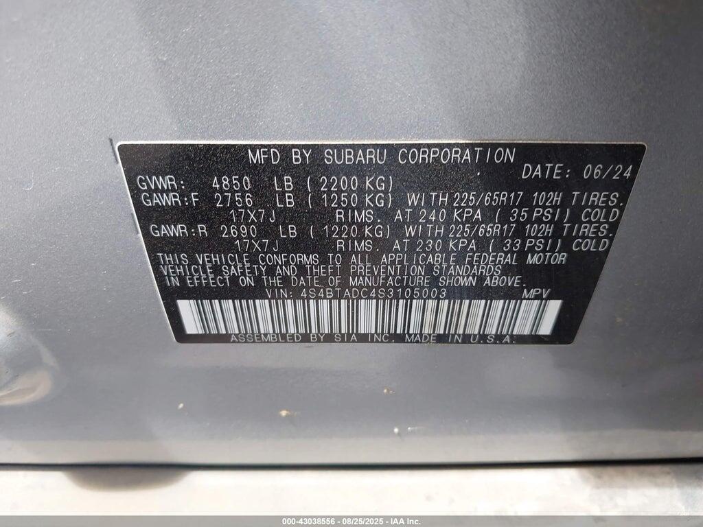 4S4BTADC4S3105003 2025 SUBARU OUTBACK photo no. 9