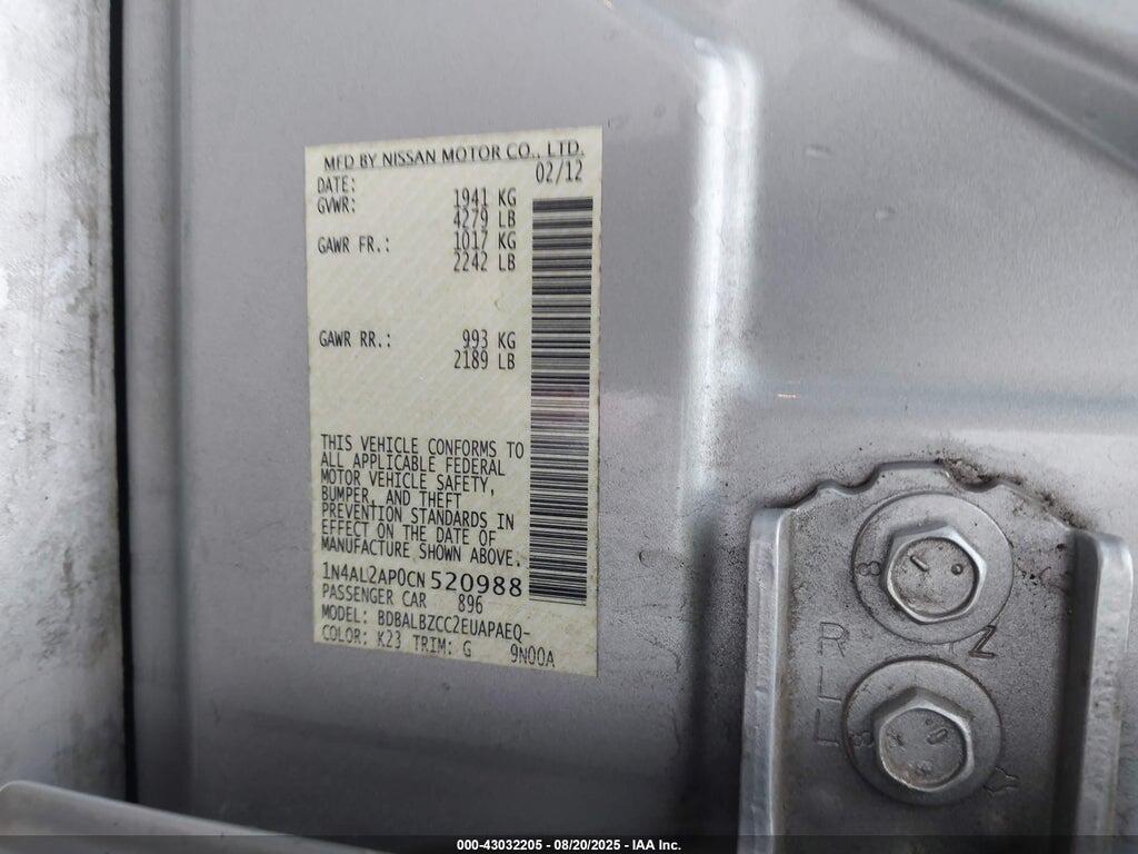 1N4AL2AP0CN520988 2012 NISSAN ALTIMA photo no. 9