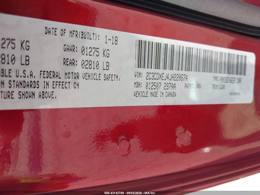 2C3CDXEJ4JH220674 2018 DODGE CHARGER photo no. 9
