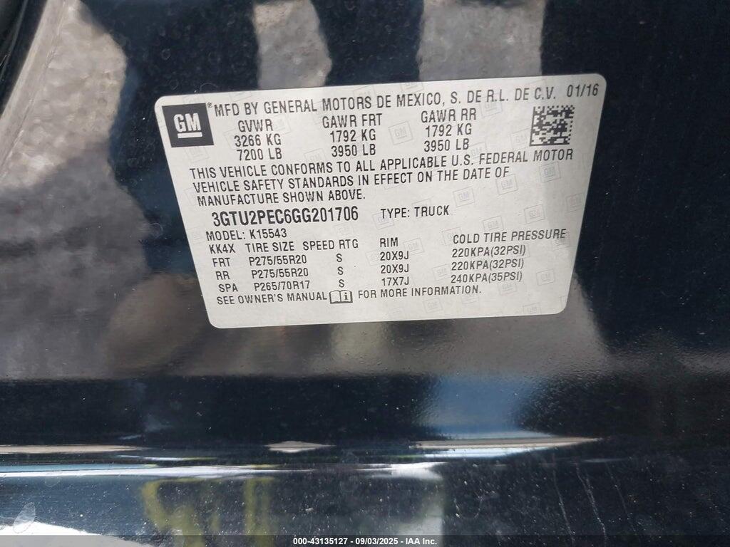 3GTU2PEC6GG201706 2016 GMC SIERRA 1500 photo no. 9