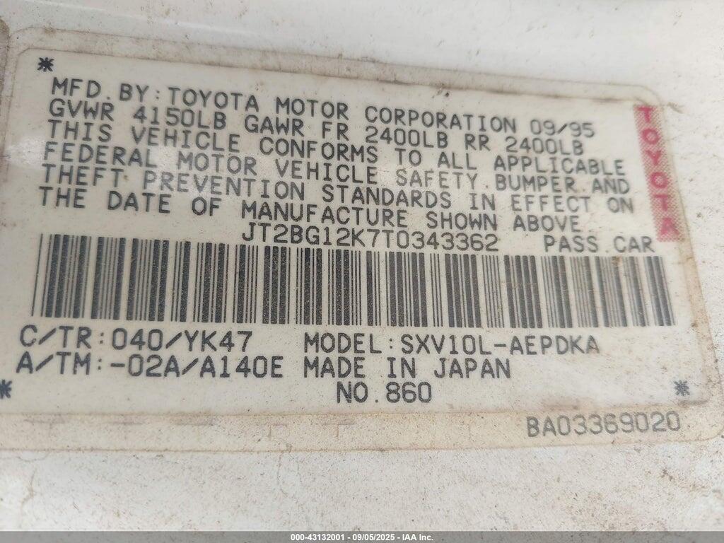 JT2BG12K7T0343362 1996 TOYOTA CAMRY photo no. 9