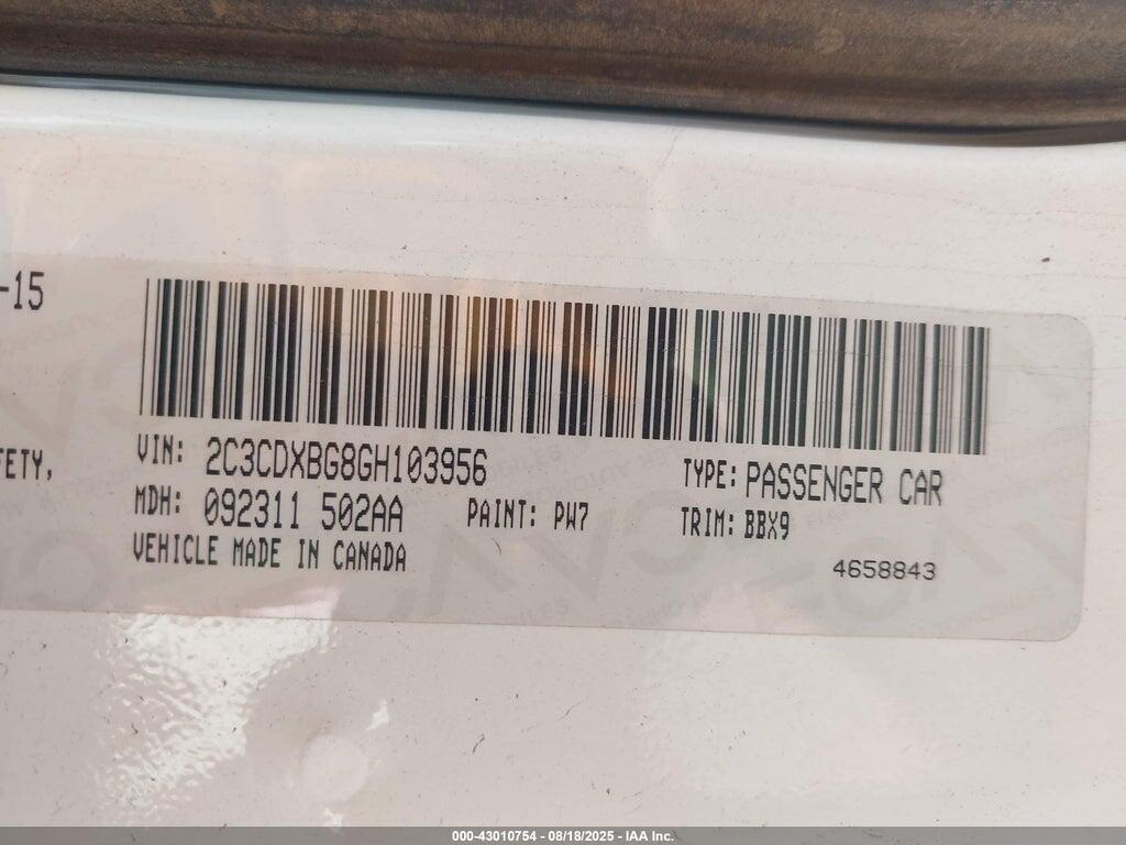 2C3CDXBG8GH103956 2016 DODGE CHARGER photo no. 9