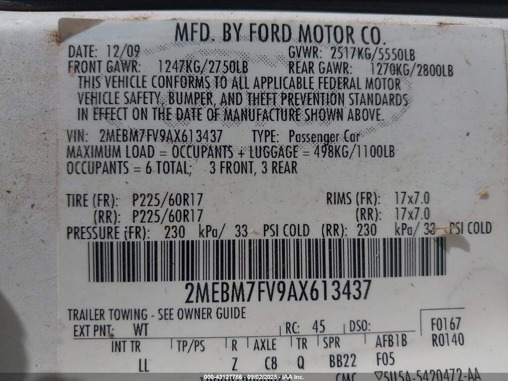 2MEBM7FV9AX613437 2010 MERCURY GRAND MARQUIS photo no. 9