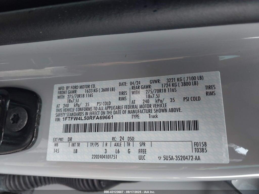 1FTFW4L50RFA69661 2024 FORD F-150 photo no. 9