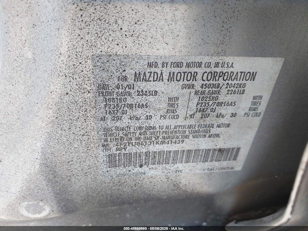 4F2YU06131KM41439 2001 MAZDA TRIBUTE photo no. 9