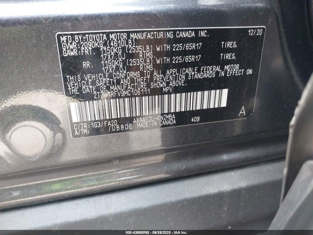 2T3W1RFV9MC106111 2021 TOYOTA RAV4 photo no. 9