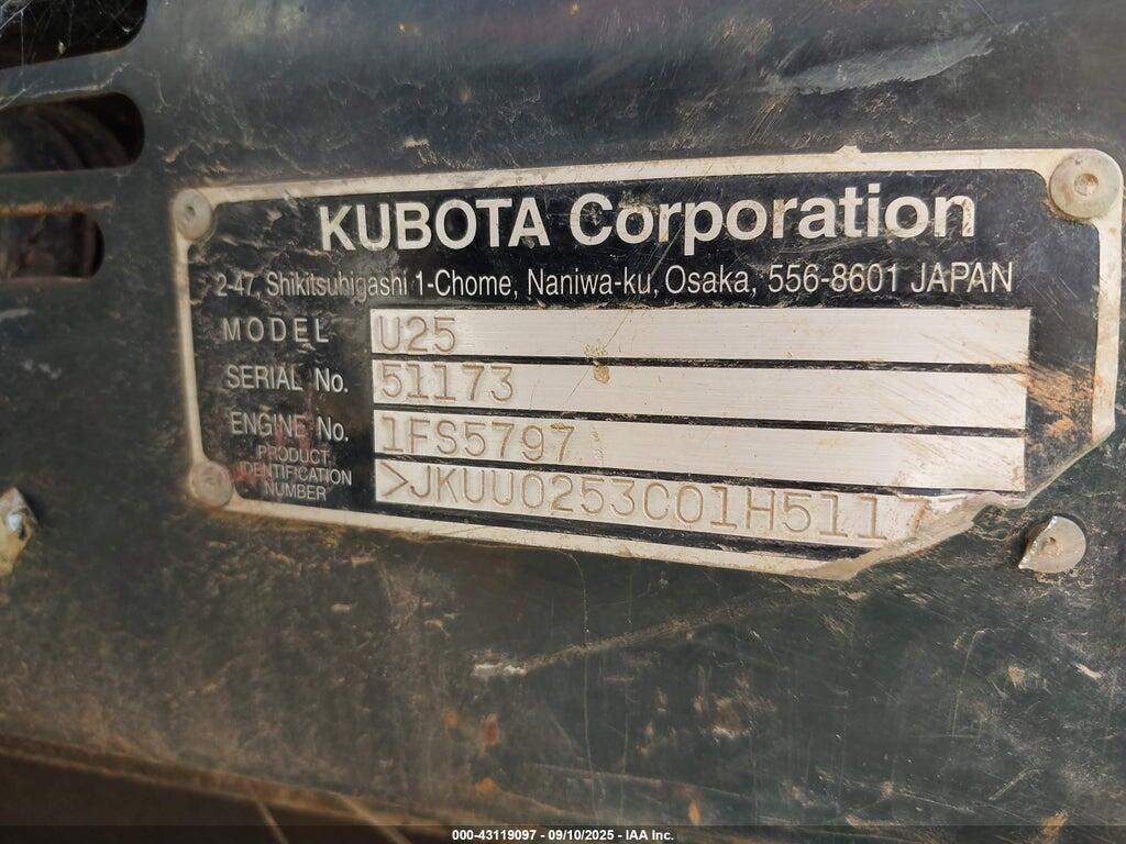 JKUU0253C01H51177 2015 KUBOTA U25-R1T4 photo no. 9