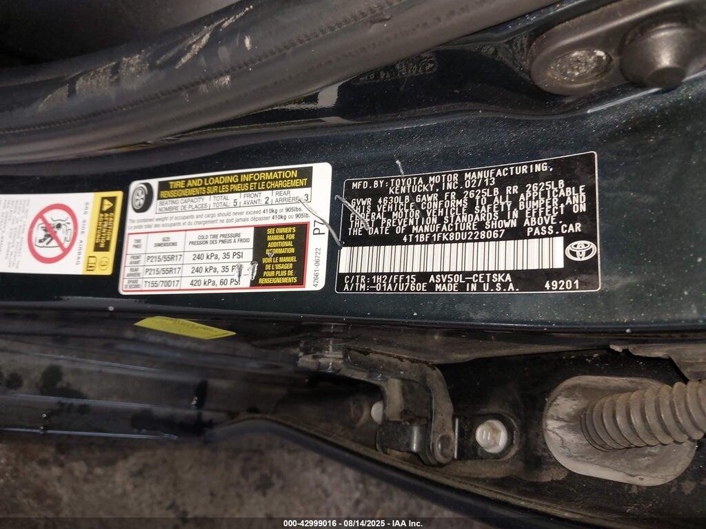 4T1BF1FK8DU228067 2013 TOYOTA CAMRY photo no. 9
