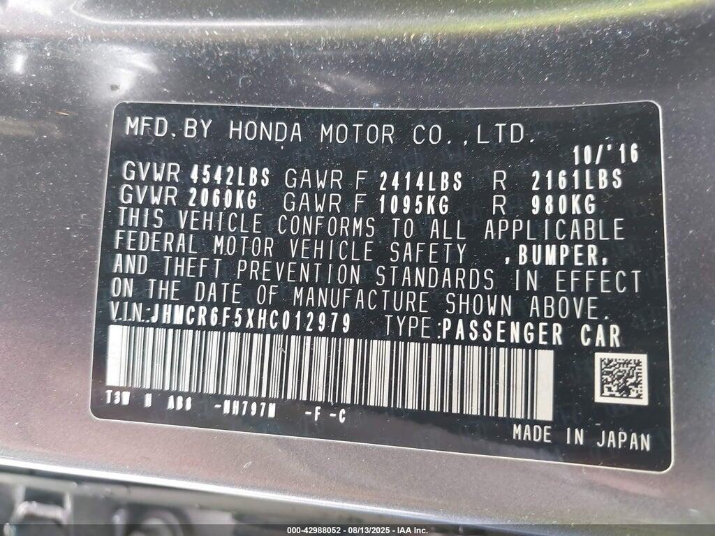 JHMCR6F5XHC012979 2017 HONDA ACCORD HYBRID photo no. 9