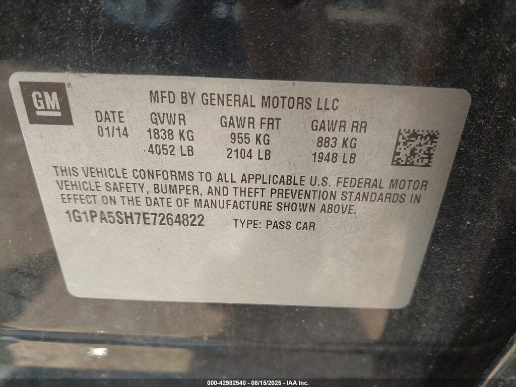 1G1PA5SH7E7264822 2014 CHEVROLET CRUZE photo no. 9