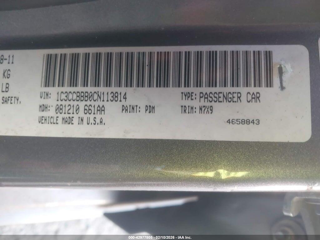 1C3CCBBB0CN113814 2012 CHRYSLER 200 photo no. 9