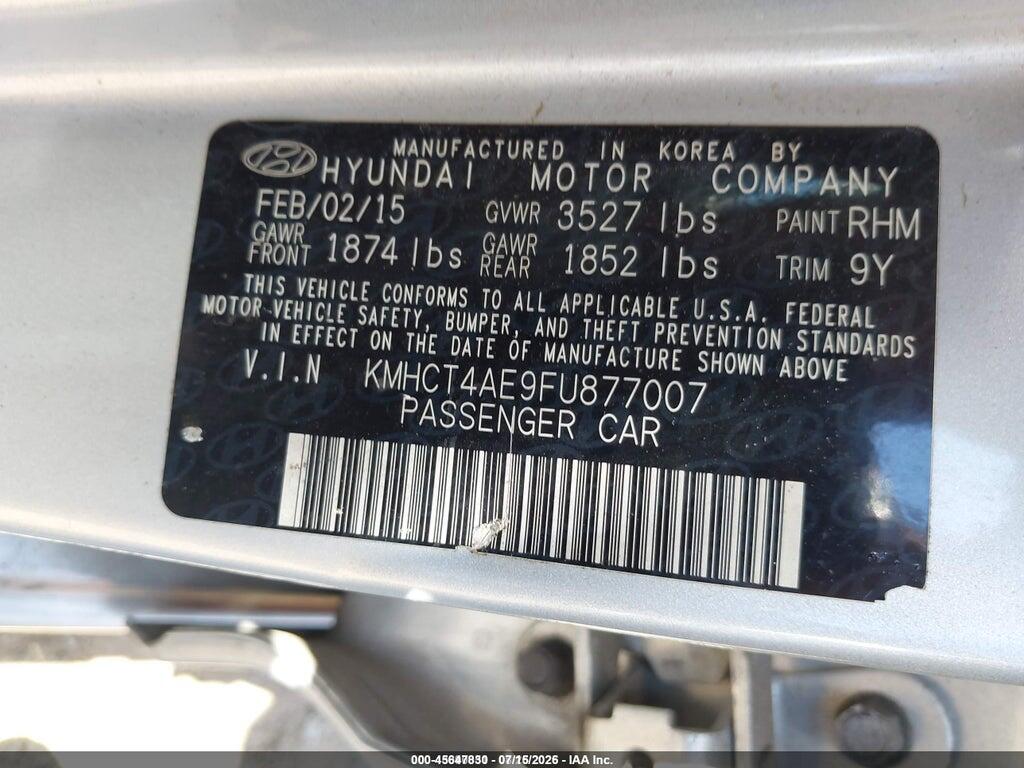 KMHCT4AE9FU877007 2015 HYUNDAI ACCENT photo no. 9