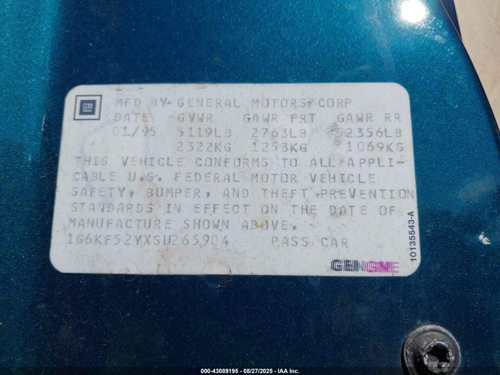 1G6KF52YXSU265904 1995 CADILLAC DEVILLE photo no. 9