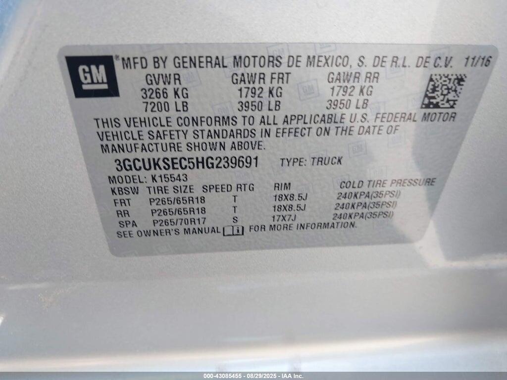 3GCUKSEC5HG239691 2017 CHEVROLET SILVERADO 1500 photo no. 9