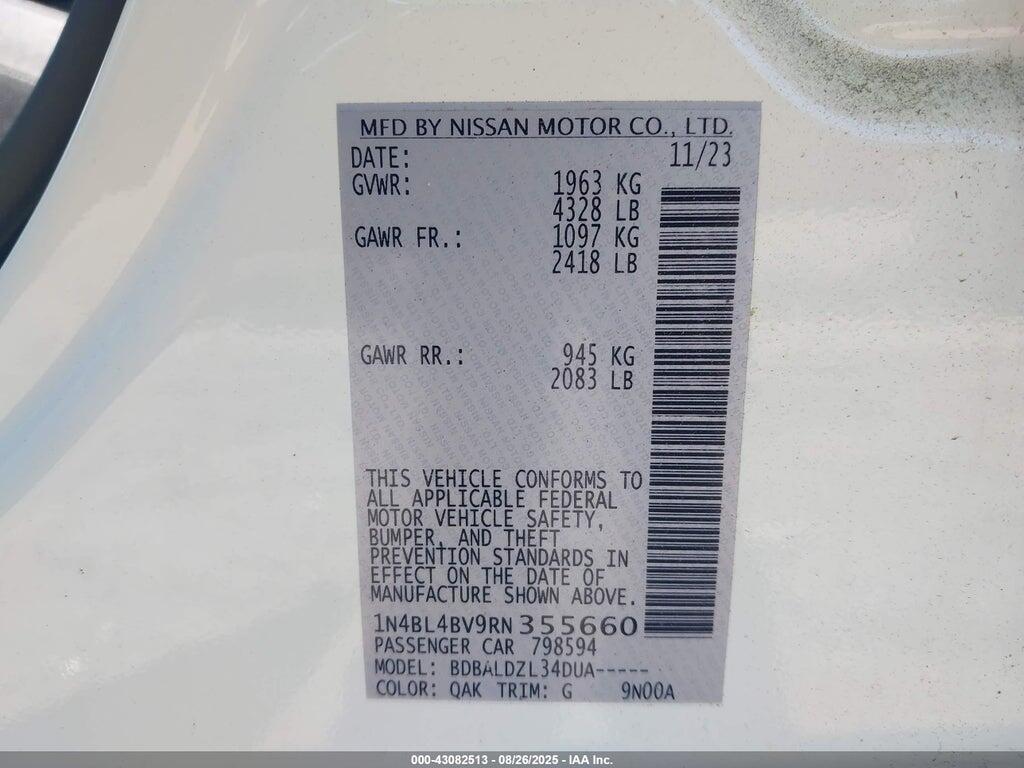 1N4BL4BV9RN355660 2024 NISSAN ALTIMA photo no. 9