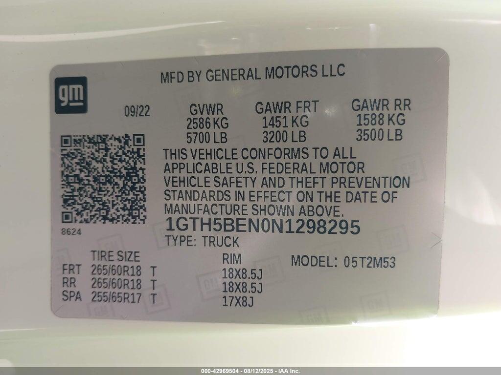 1GTH5BEN0N1298295 2022 GMC CANYON photo no. 9