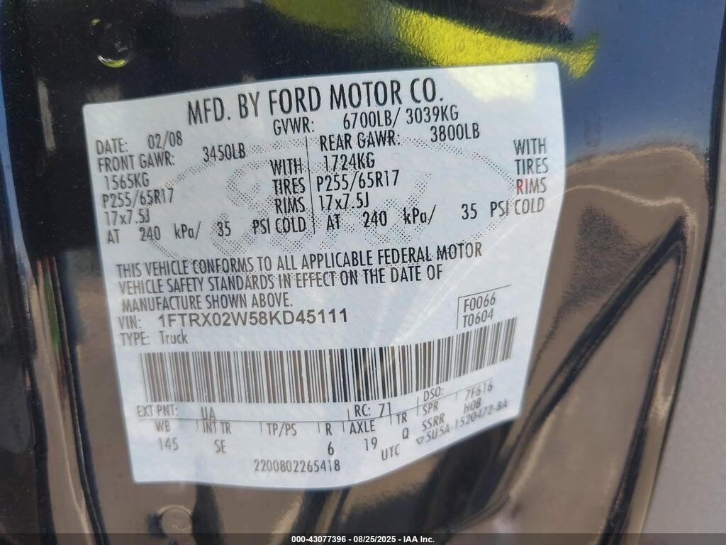 1FTRX02W58KD45111 2008 FORD F-150 photo no. 9