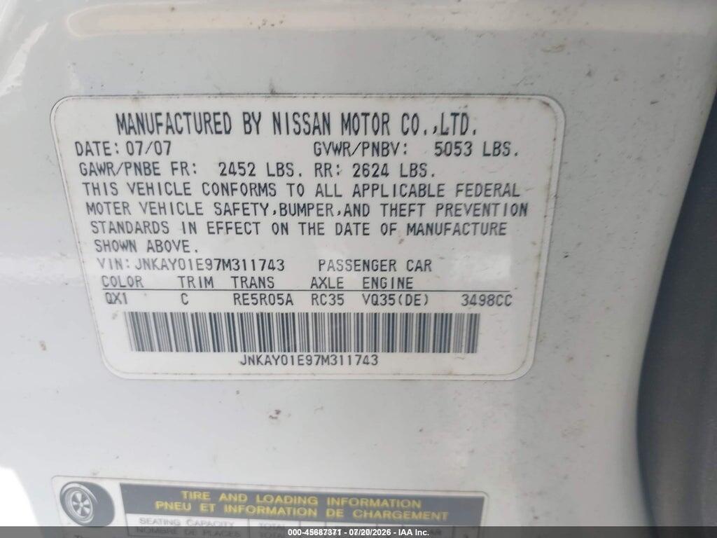 JNKAY01E97M311743 2007 INFINITI M35 photo no. 9
