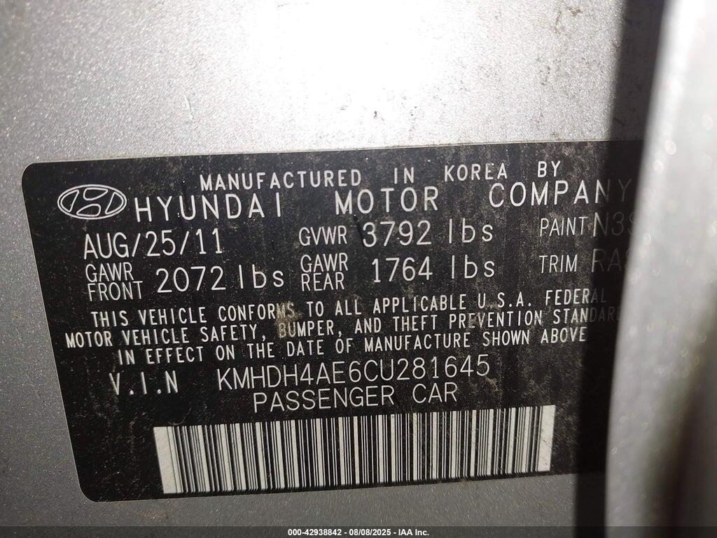 KMHDH4AE6CU281645 2012 HYUNDAI ELANTRA photo no. 9