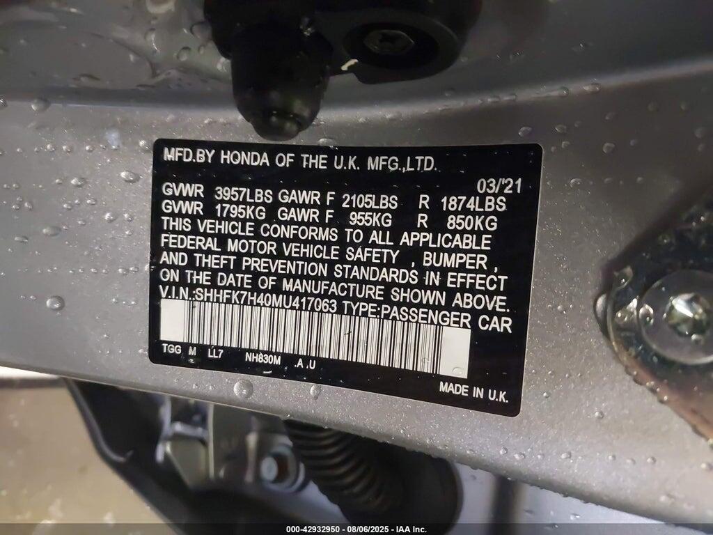 SHHFK7H40MU417063 2021 HONDA CIVIC photo no. 9