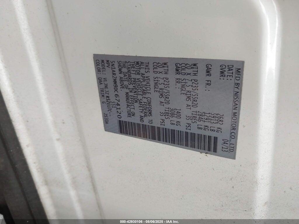 5N1AR2MM9DC674120 2013 NISSAN PATHFINDER photo no. 9