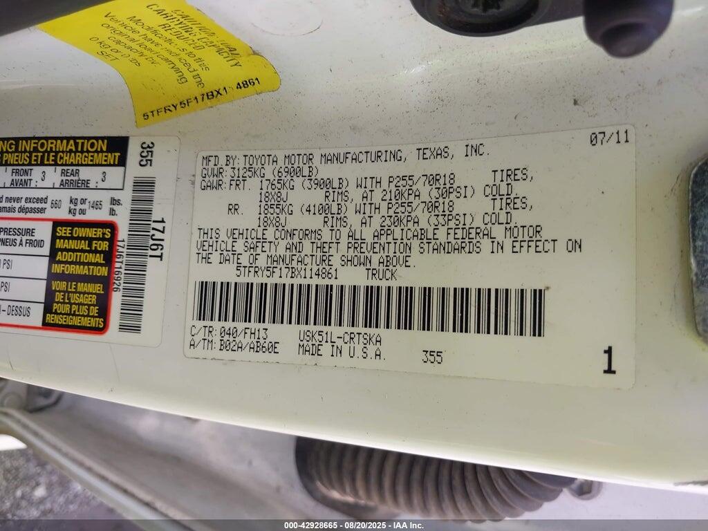5TFRY5F17BX114861 2011 TOYOTA TUNDRA photo no. 9