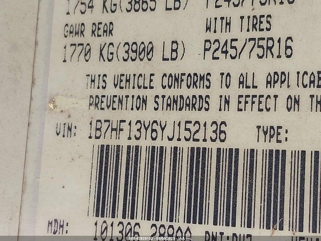 1B7HF13Y6YJ152136 2000 DODGE RAM 1500 photo no. 9