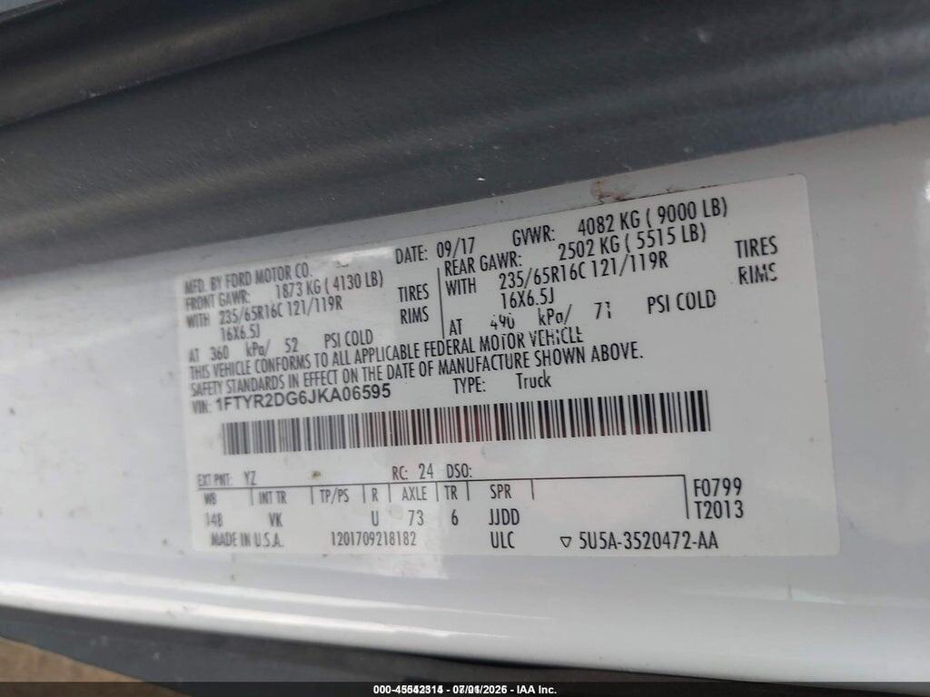 1FTYR2DG6JKA06595 2018 FORD TRANSIT-250 photo no. 9