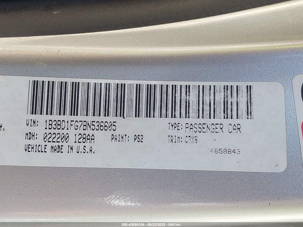 1B3BD1FG7BN536605 2011 DODGE AVENGER photo no. 9
