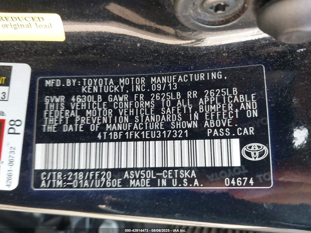 4T1BF1FK1EU317321 2014 TOYOTA CAMRY photo no. 9