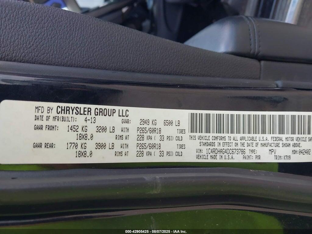 1C4RDHAG4DC673786 2013 DODGE DURANGO photo no. 9