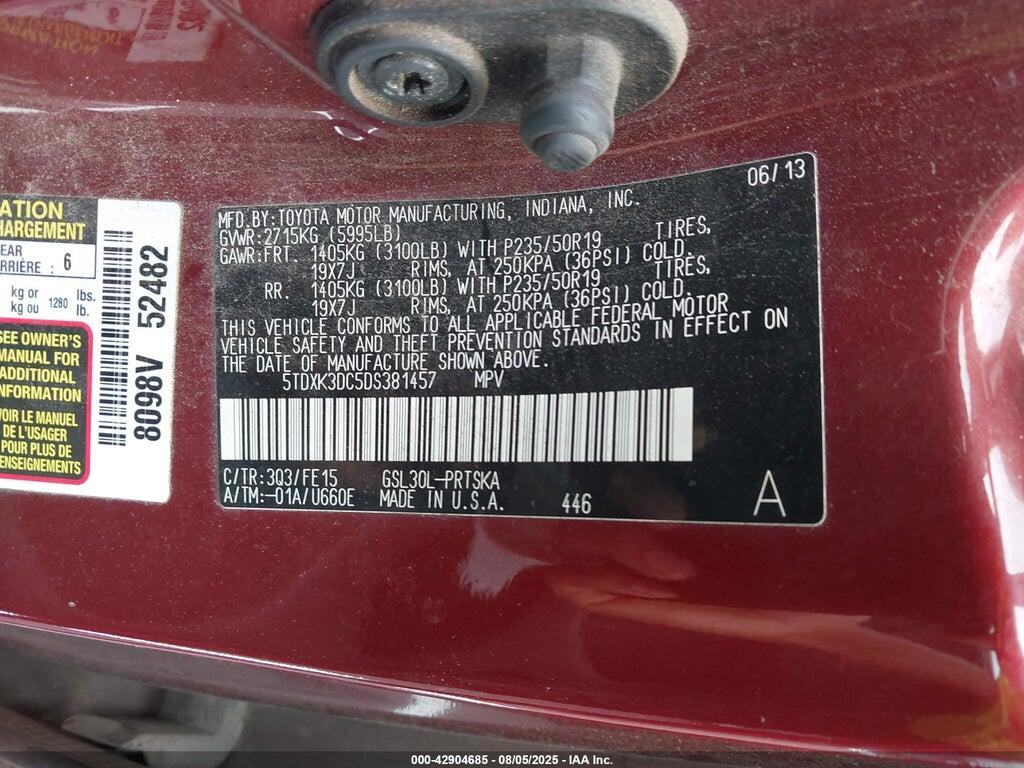 5TDXK3DC5DS381457 2013 TOYOTA SIENNA photo no. 9