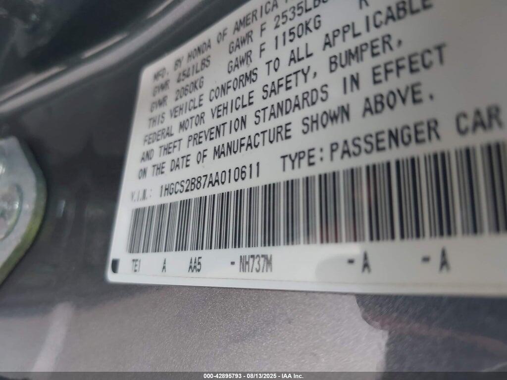 1HGCS2B87AA010611 2010 HONDA ACCORD photo no. 9