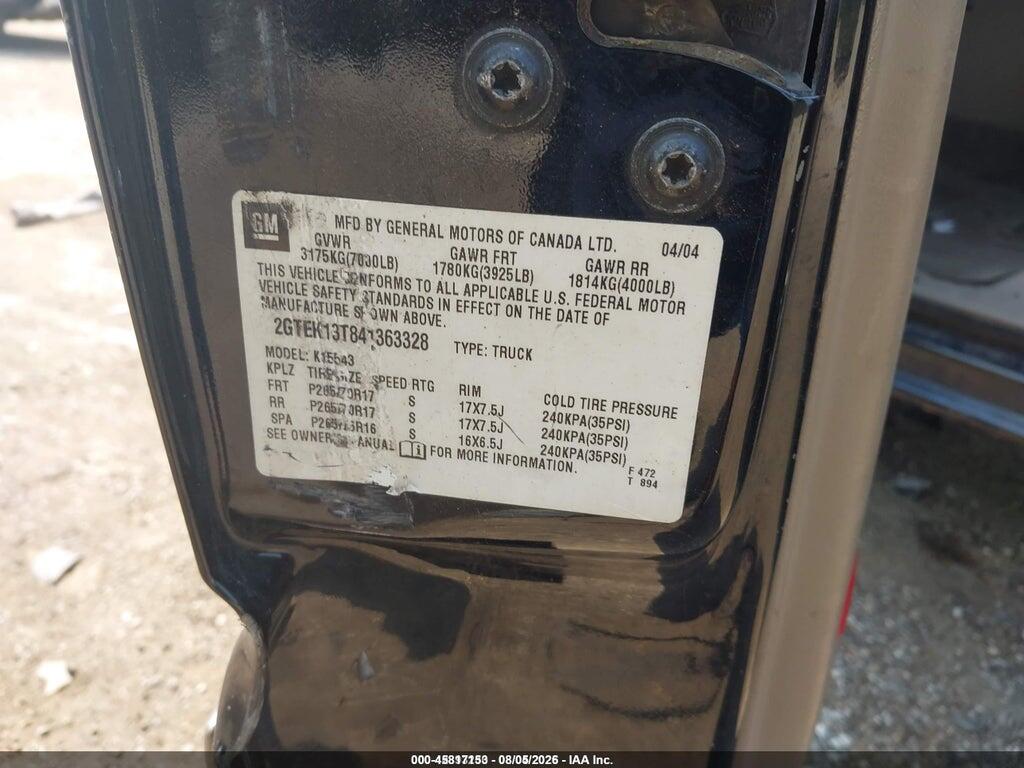 2GTEK13T841363328 2004 GMC SIERRA 1500 photo no. 9