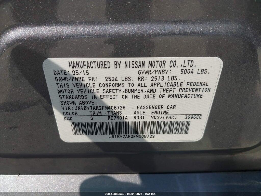 JN1BV7AR2FM408729 2015 INFINITI Q50 photo no. 9