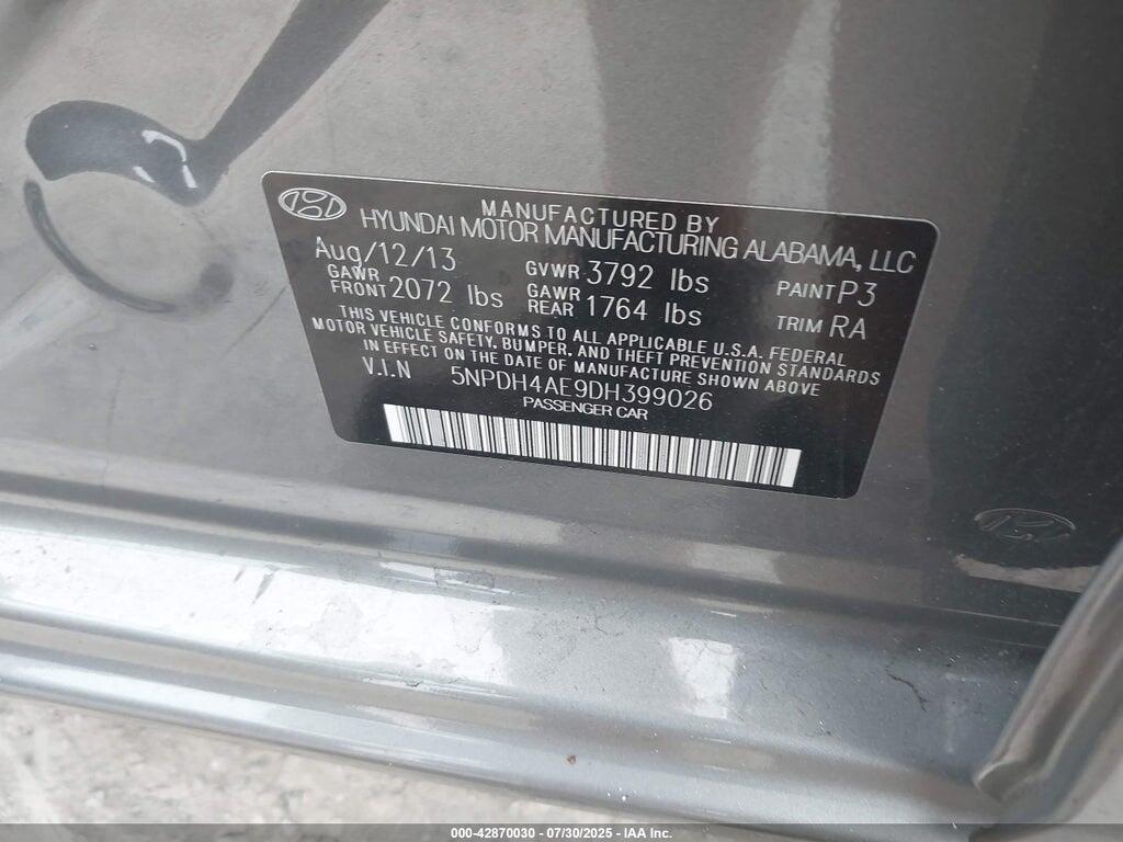 5NPDH4AE9DH399026 2013 HYUNDAI ELANTRA photo no. 9